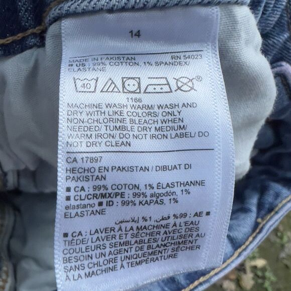 Lot Of 2 Old Navy OG & Sky Hi Straight Jeans Women’s 14 Distressed Med~Lite Wash - Picture 7 of 11